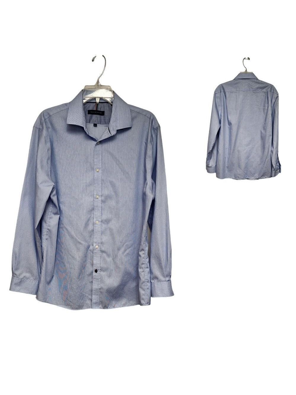 TOMMY HILFIGER SLIM-FIT NON-IRON BUTTON-DOWN SHIRT SIZE 16.5(32-33) COLOR BLUE